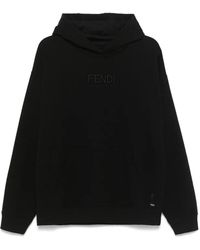 Fendi - Logo-Embroidered Hoodie - Lyst
