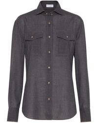 Brunello Cucinelli - Virgin Wool Shirt With Pockets - Lyst