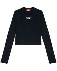 DIESEL - 'M-Valari' Rib-Knit Viscose-Blend Top With 'Oval D' - Lyst