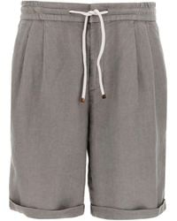 Brunello Cucinelli - Linen Bermuda Shorts - Lyst