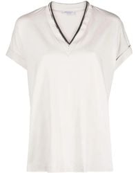 Brunello Cucinelli - T-Shirt With 'Precious' Neckline - Lyst