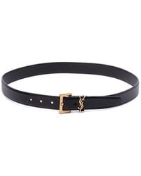 Saint Laurent - 'Cassandre' Belt With Square Buckle - Lyst