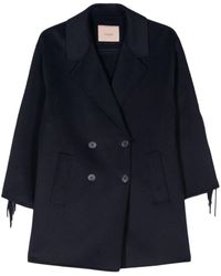 Twin Set - Short Coat With Fringes - Lyst