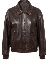 Prada - Leather Bomber Jacket - Lyst