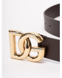 Dolce & Gabbana - Cintura In Pelle Con Fibbia Logo Dg Incrociato - Lyst