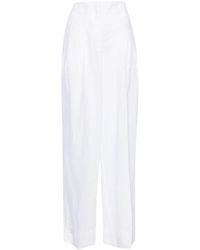 Peserico - High-waist Wide-leg Linen Trousers - Lyst