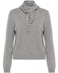 Prada - Crystal-Embellished Cashmere Sweater - Lyst