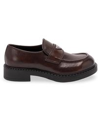 Prada - Chocolate Leather Loafers - Lyst