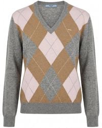 Prada - Cashmere Argyle Sweater - Lyst