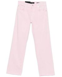 7 For All Mankind - Calie Straight Ankle Colored Left Hand Rose With Raw - Lyst