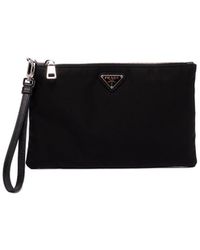 Prada - Re-Nylon And Saffiano Leather Pouch - Lyst