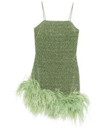 Oséree - Feather-Trim Mini Dress - Lyst