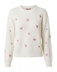 Twinset - Ribbed Sweater With Floral Embroidery - Lyst