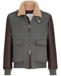 Brunello Cucinelli - Veste Bomber En Tissu De Castor Et Cuir Nappa Avec Rembourrage Thermore Et Collier En Shearling Amovible - Lyst