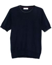 Brunello Cucinelli - Cotton Lightweight Knit T-Shirt With Contrast Details - Lyst