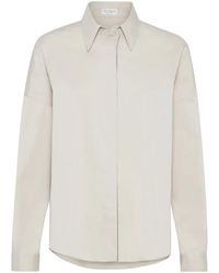 Brunello Cucinelli - Poplin Shirt With Shiny Trim - Lyst