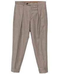 Berwich - Prince Of Wales Check Pleated Pants - Lyst