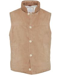 Brunello Cucinelli - Suede Sleeveless Down Waistcoat - Lyst