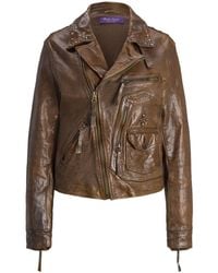 Ralph Lauren - Andrea Distressed Leather Jacket - Lyst