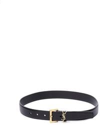 Saint Laurent - 'Cassandre' Belt With Square Buckle - Lyst