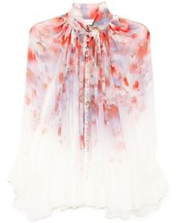 Zimmermann - "Crush" Blouse With Floral Print And Draped Design - Lyst