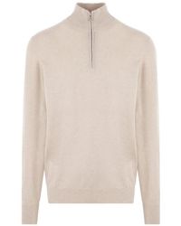 Brunello Cucinelli - Cashmere Sweater With Half Zip - Lyst