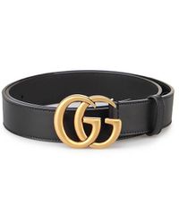 Gucci - Leather Belt With Double G Buckle - Lyst