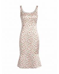 Prada - Rose Print Duchesse Dress - Lyst