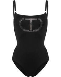 Twin Set - `Oval T Logo` One-Piece Swimsuit - Lyst