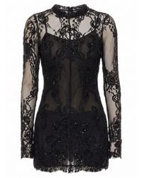 Blumarine - Short Lace Dress With Embroidery - Lyst