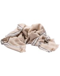 Brunello Cucinelli - Cashmere Scarf With Striped Edge - Lyst