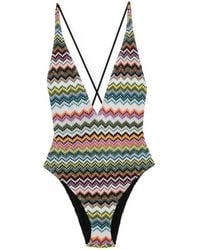 Missoni - Maillot De Bain À Motif De Chevrons Et Col V - Lyst