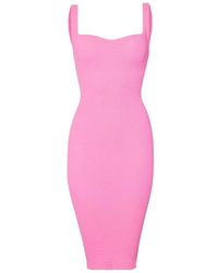 Hunza G - Square-Neck Textured Midi Fitted Dress - Lyst