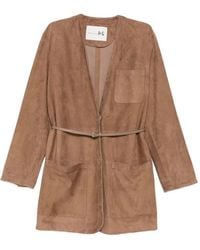 Manzoni 24 - Suede Jacket With Leather Belt - Lyst