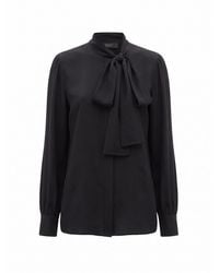 Gucci - Silk Crepe De Chine Shirt With Self-Tie Bow - Lyst