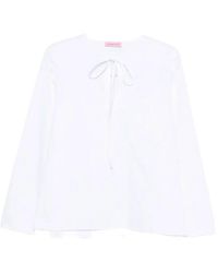 CUANTICO - Shirt With Ribbon Collar - Lyst