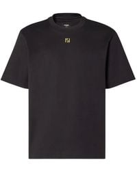 Fendi Ff Chest Panel Logo T-Shirt in Black for Men | Lyst