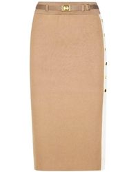 Elisabetta Franchi - Belted Buttoned Skirt - Lyst