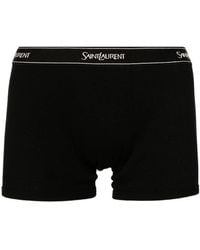 Saint Laurent - Logo-waistband Fine-ribbed Boxers - Lyst