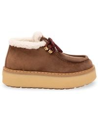 Prada - Shearling Lined Suede Booties - Lyst