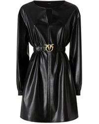 Pinko - Leather Effect Short Dress - Lyst