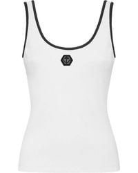 Philipp Plein - Ribbed Hexagon-Logo Tank Top - Lyst
