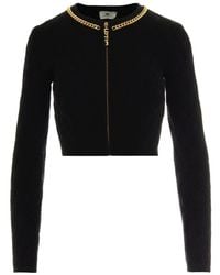 Elisabetta Franchi - Chain-Trim Diamond-Pattern Cardigan - Lyst