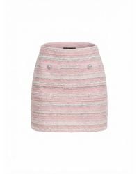 Self-Portrait - Striped Embellished-Detail Mini Skirt - Lyst