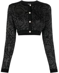 Versace - Barocco Lurex Cropped Cardigan - Lyst