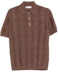 Brunello Cucinelli - Linen Blend Ribbed Polo Shirt - Lyst