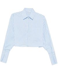 Patrizia Pepe - Striped Cropped Shirt - Lyst
