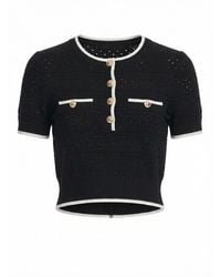 Self-Portrait - Pointelle Knit Top - Lyst