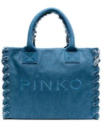 Pinko - `Beach` Denim Shopping Bag - Lyst