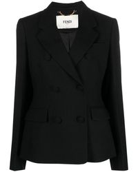 Fendi - Wool Double-breasted Blazer Jacket - Lyst